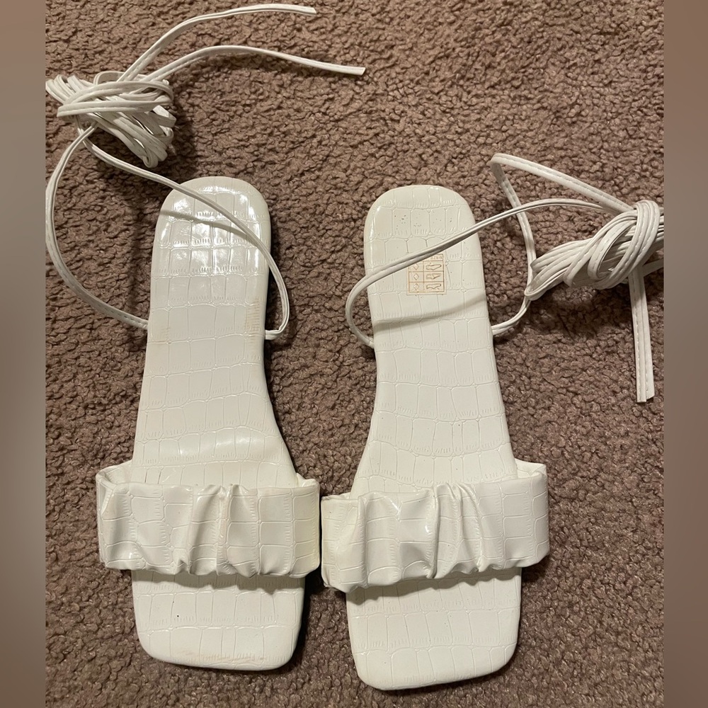 White high tie sandals
